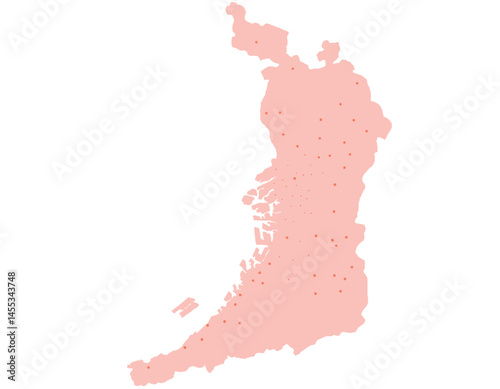 大阪府　地図　ピンク　斑点　イラスト