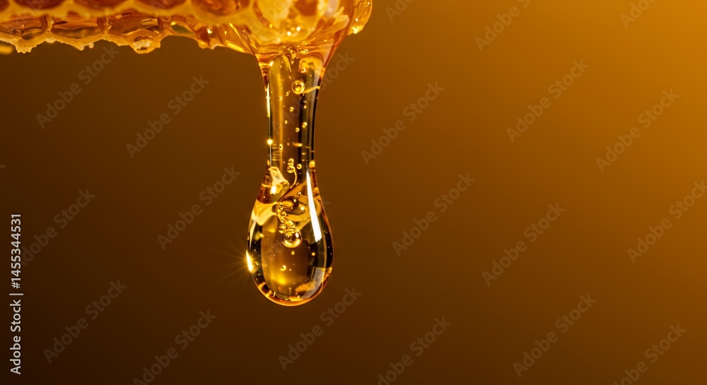 Naklejka premium Golden Honey Drop: A Close-Up of Nature's Sweetness