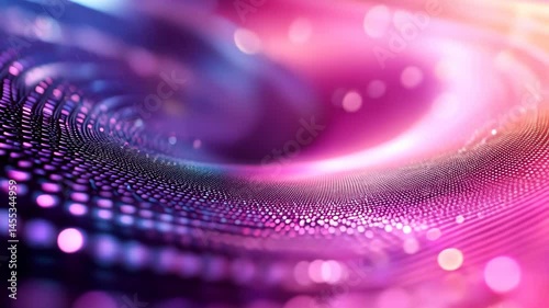 Abstract swirl of vibrant pink, purple, and blue hues, with glittering particles and bokeh effect