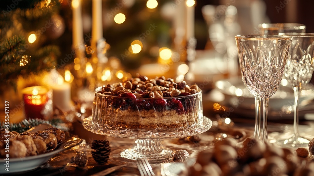 Festive Christmas dessert display on a table. Festive Christmas dessert display on a table.