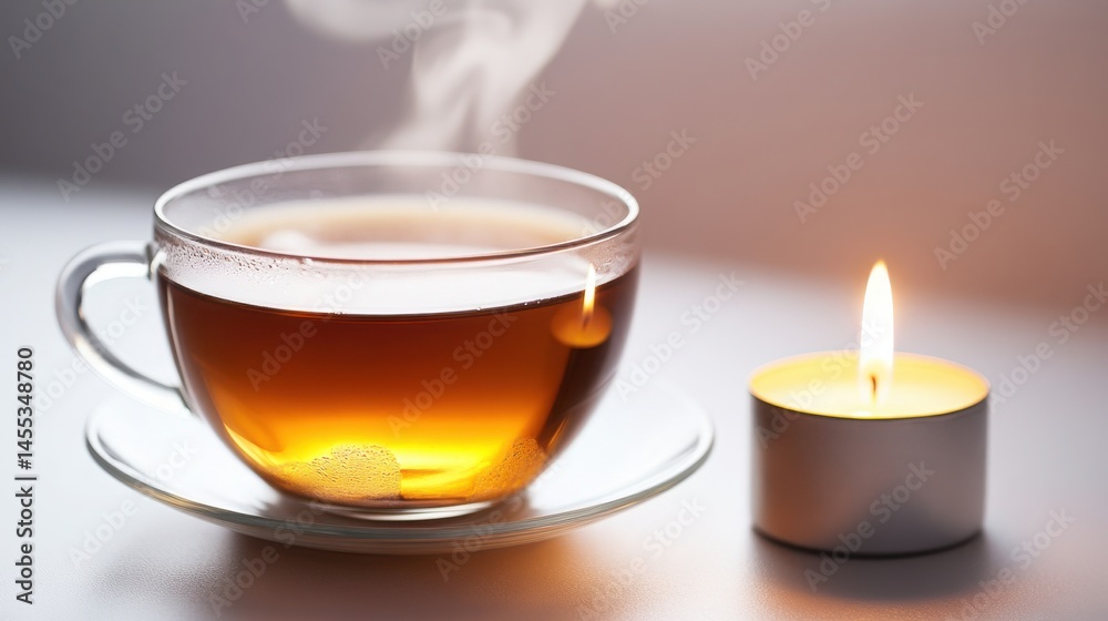 Warm Tea and Candlelight Relaxation Scene Warm Tea and Candlelight Relaxation Scene