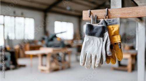 Detailed Shot of a Pair of Safety Goggles Hanging in Workshop