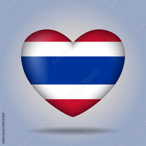 Free Download Thailand flag heart button Isolated on color gradient background. Exclusive Icon flag - GFXLoad