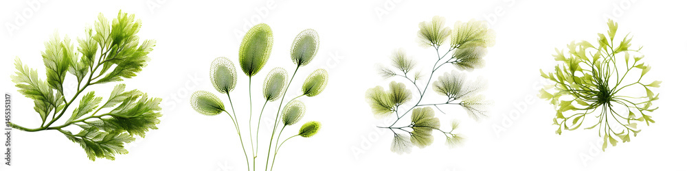 Fototapeta premium Lush green foliage and botanical elements