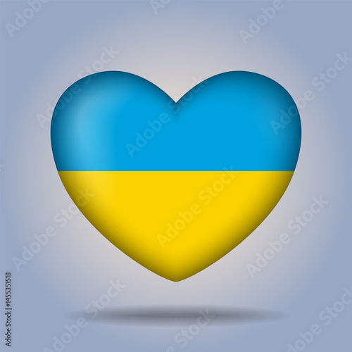 Ukraine flag heart button Isolated on color gradient background. Exclusive Icon flag