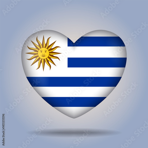 Uruguay flag heart button Isolated on color gradient background. Exclusive Icon flag