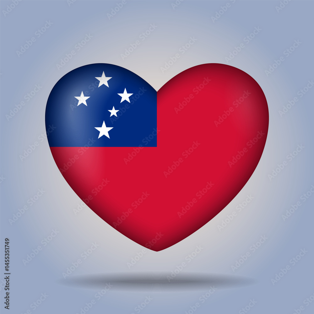 Western Samoa flag heart button Isolated on color gradient background. Exclusive Icon flag Western Samoa flag heart button Isolated on color gradient background. Exclusive Icon flag
