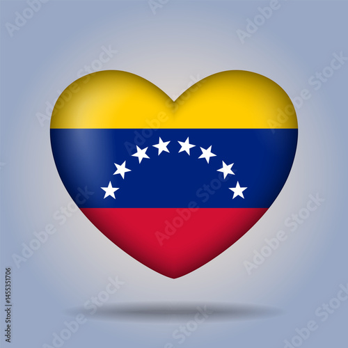 Venezuela flag heart button Isolated on color gradient background. Exclusive Icon flag
