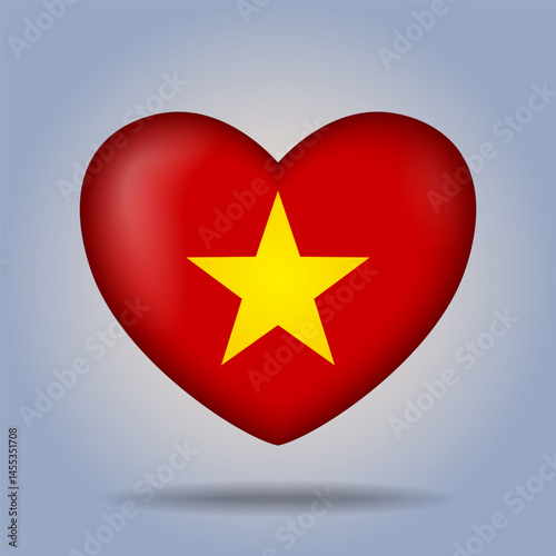 Vietnam flag heart button Isolated on color gradient background. Exclusive Icon flag
