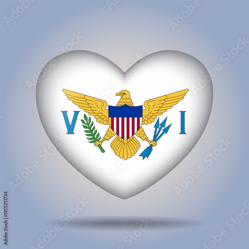 Us Virgin Islands flag heart button Isolated on color gradient background. Exclusive Icon flag