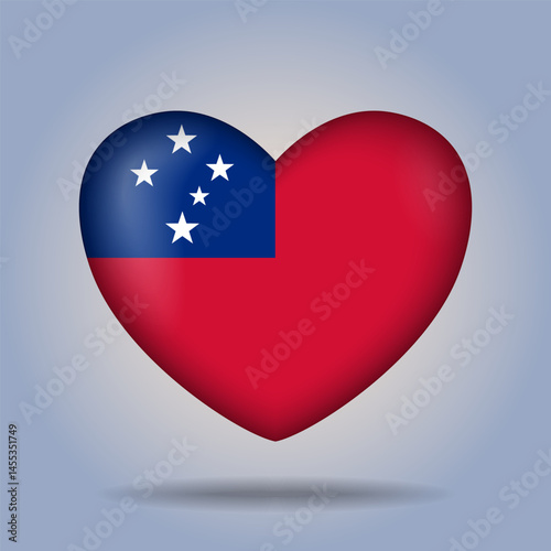 Western Samoa flag heart button Isolated on color gradient background. Exclusive Icon flag