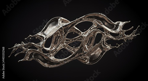 Abstract Metallic Liquid Splash: A Symphony of Silver