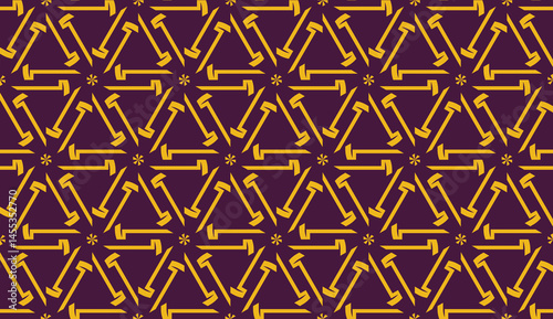 Vector illustration with pattern in triangles style. Curved line. Decorative design for For interior wallpaper, smart design, fashion print. Purple, orange color. Seamless