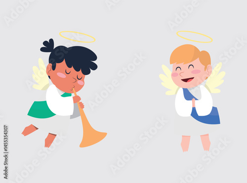 Set Hand drawn cupid character 