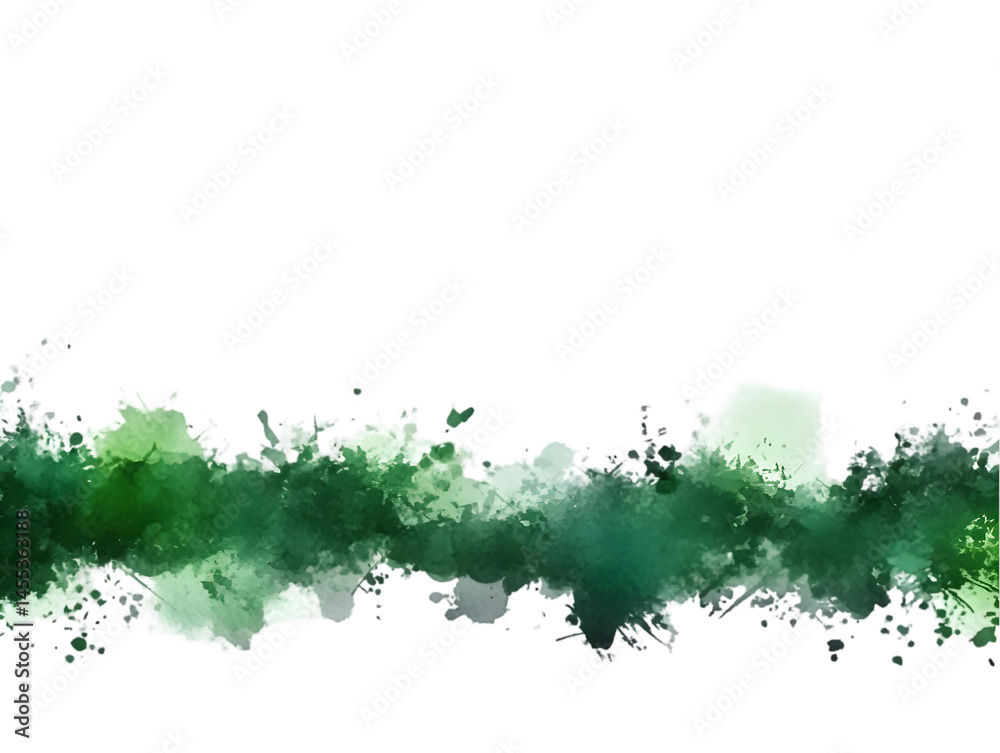 Obraz premium Abstract Green Watercolor Brushstroke Isolated on Transparent Background