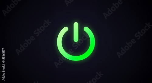 Glowing Green Power Button on Dark Background