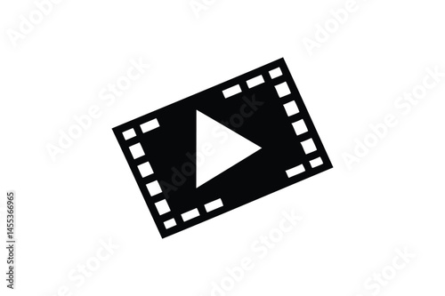 Play video icon silhouette on white background