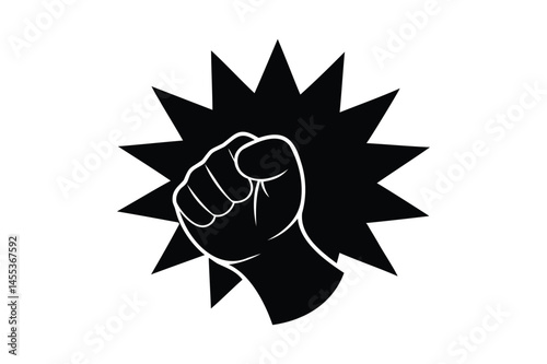 Powerful punch icon silhouette on white background