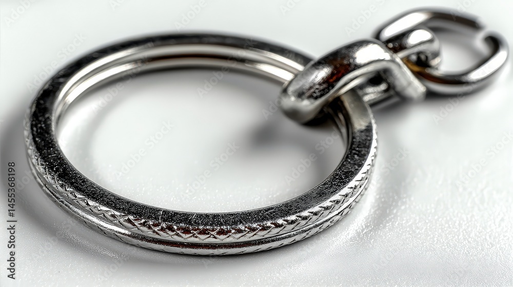 Naklejka premium Metal keyring with a decorative design and a secure clasp connection.