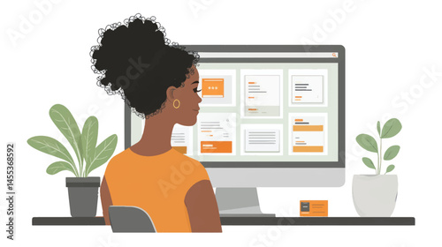woman working on laptop
