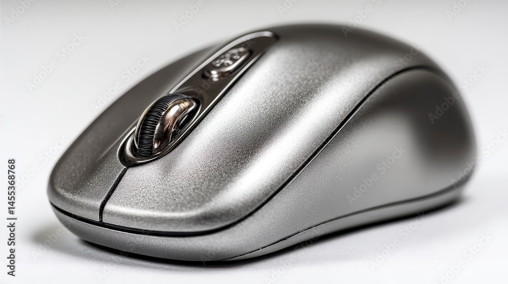 Silver computer mouse on a white background. Silver computer mouse on a white background.