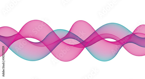 Abstract Wavy Lines Design in Pink and Blue Colors on White Background