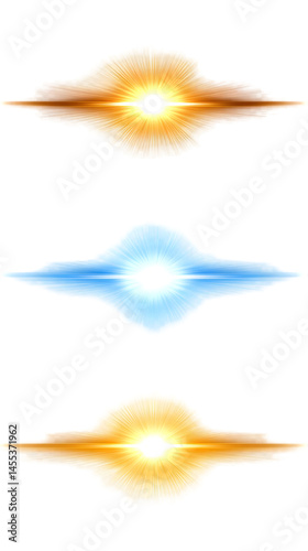 Abstract Illustration Of Light Flares With Golden And Blue Hues Against Transparent Background
