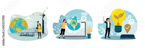 Women promote the concept of recycling and clean energy solutions for economic sustainability.