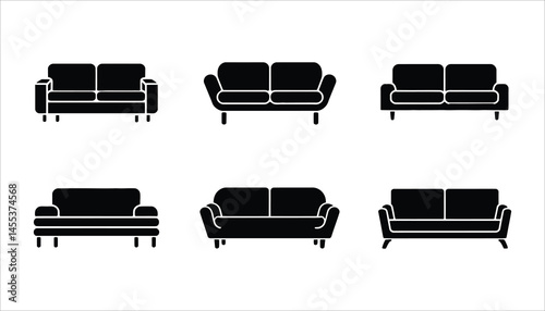 Modern Sofa Icons Set Vector Illustration