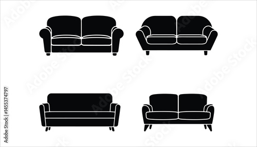 Modern Sofa Icons Set Vector Illustration