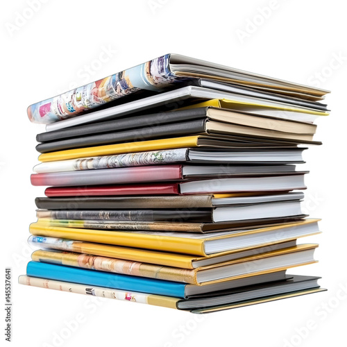 stack of magazines isolated on transparent background png