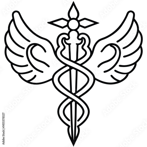 Caduceus Medical Symbol vector Silhouette illustration Abstract hands holding the caduceus