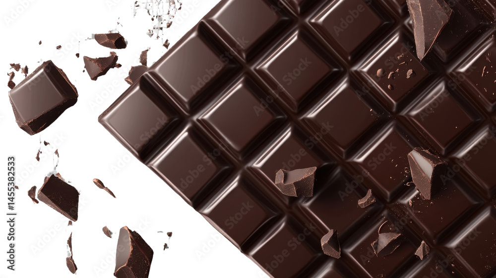 Fototapeta premium dark chocolate bar on white background