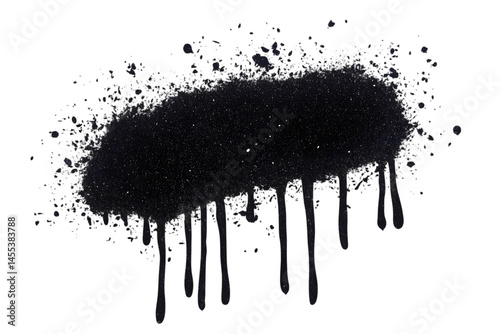 Abstract Spray Paint Illustration With Dripping Effect In Black Color
