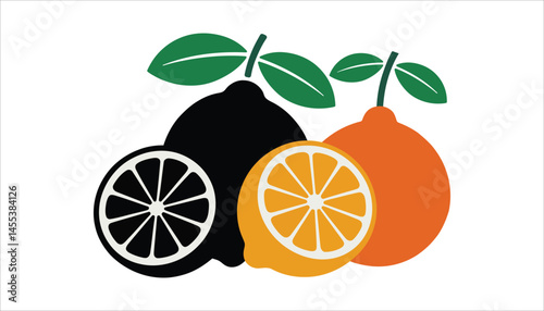 Citrus Fruit Vector Set – Lemon, Orange, Lime Icons for Fresh Juice and Healthy Food Design