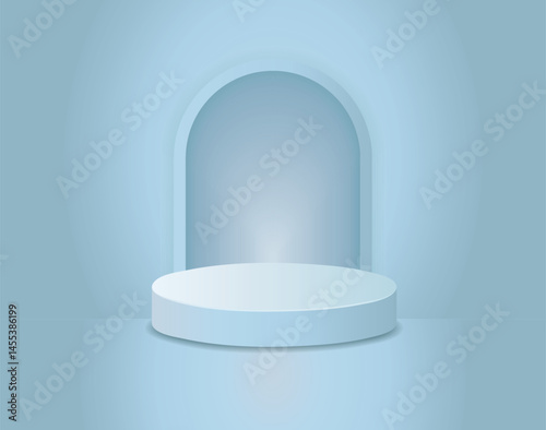Light Blue Circle Pedestal Podium EPS Vector