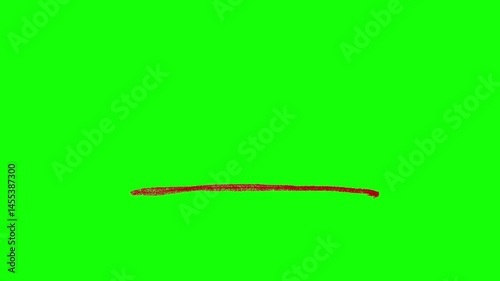 Red underline brush stroke highlight animation on green screen background