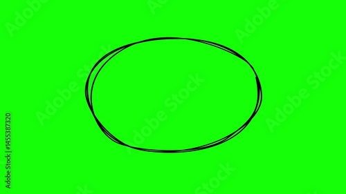 doodle red circle marker and underline stroke on green screen background for business presentation video