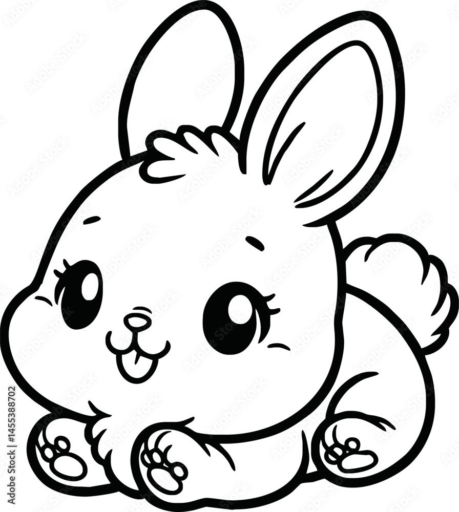 Fototapeta premium Easter bunny in the garden coloring page for kids