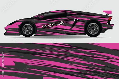 Sleek racing car with dynamic design on display