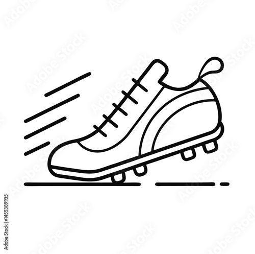 Football Boots Running Outline Icon on White Background – Vector Illustration"