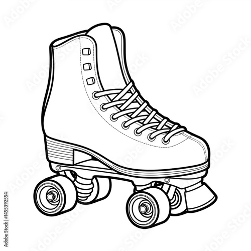 ‎A black and white roller skates line art of a coloring page