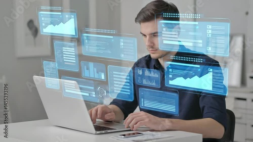 Productivity Dashboard Over Laptop – Strategic Task Planning for Success