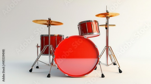 Red Drum Kit Musical Instrument Studio Setup