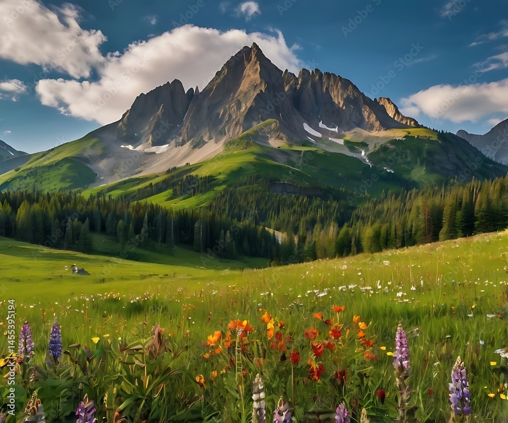 Naklejka premium alpine meadow in the alps