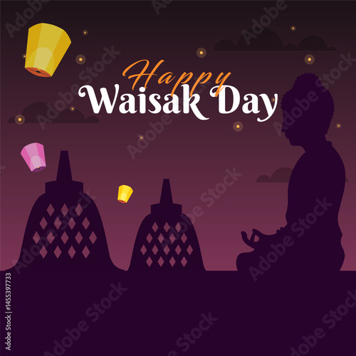 Design Poster Happy Waisak Day 2025  template design element vector square