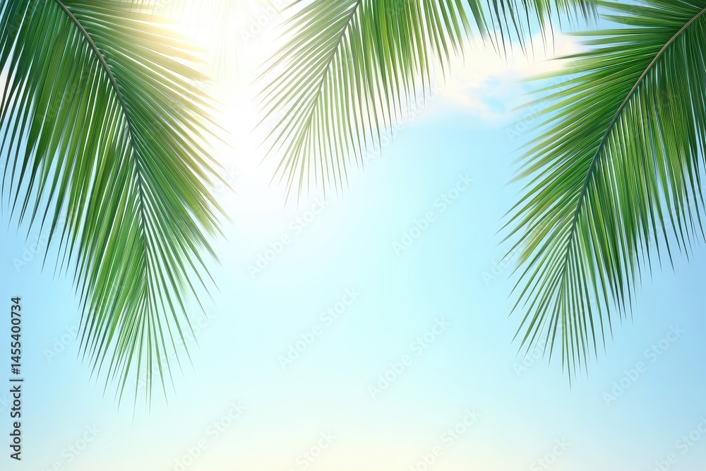 Fototapeta premium Tropical Palm Leaves Against Sky