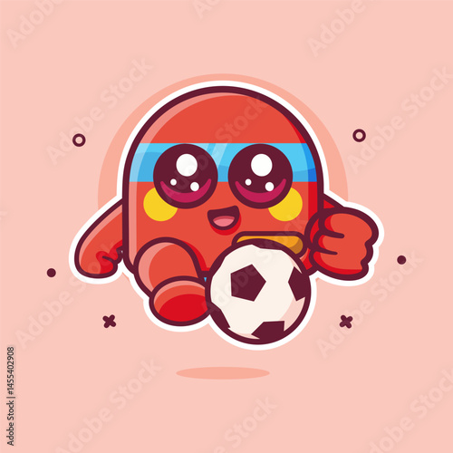 cheerful air purifier character mascot playing football isolated cartoon