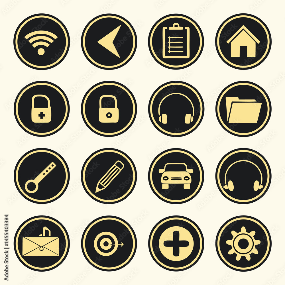 Web and Internet Icons Set. Vector Illustration of Black Round Buttons. Web and Internet Icons Set. Vector Illustration of Black Round Buttons.