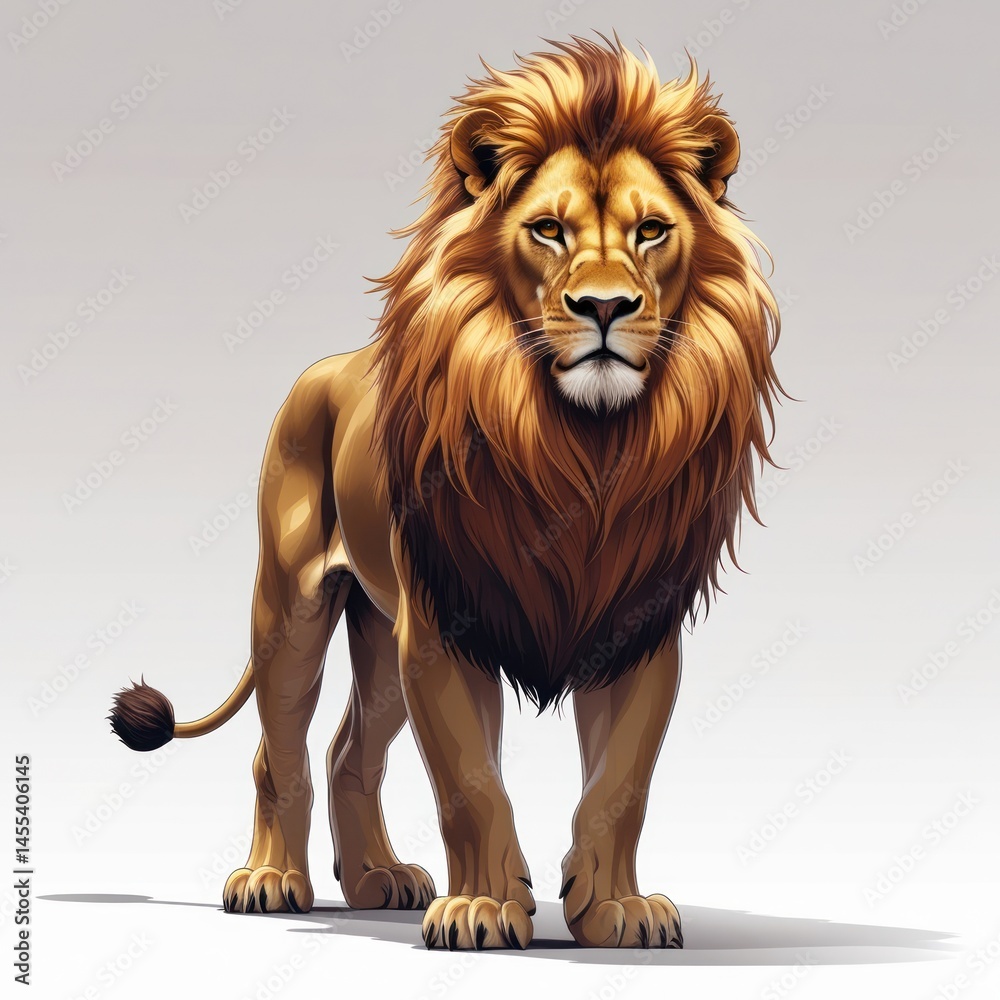 Obraz premium Majestic lion portrait, a powerful stance